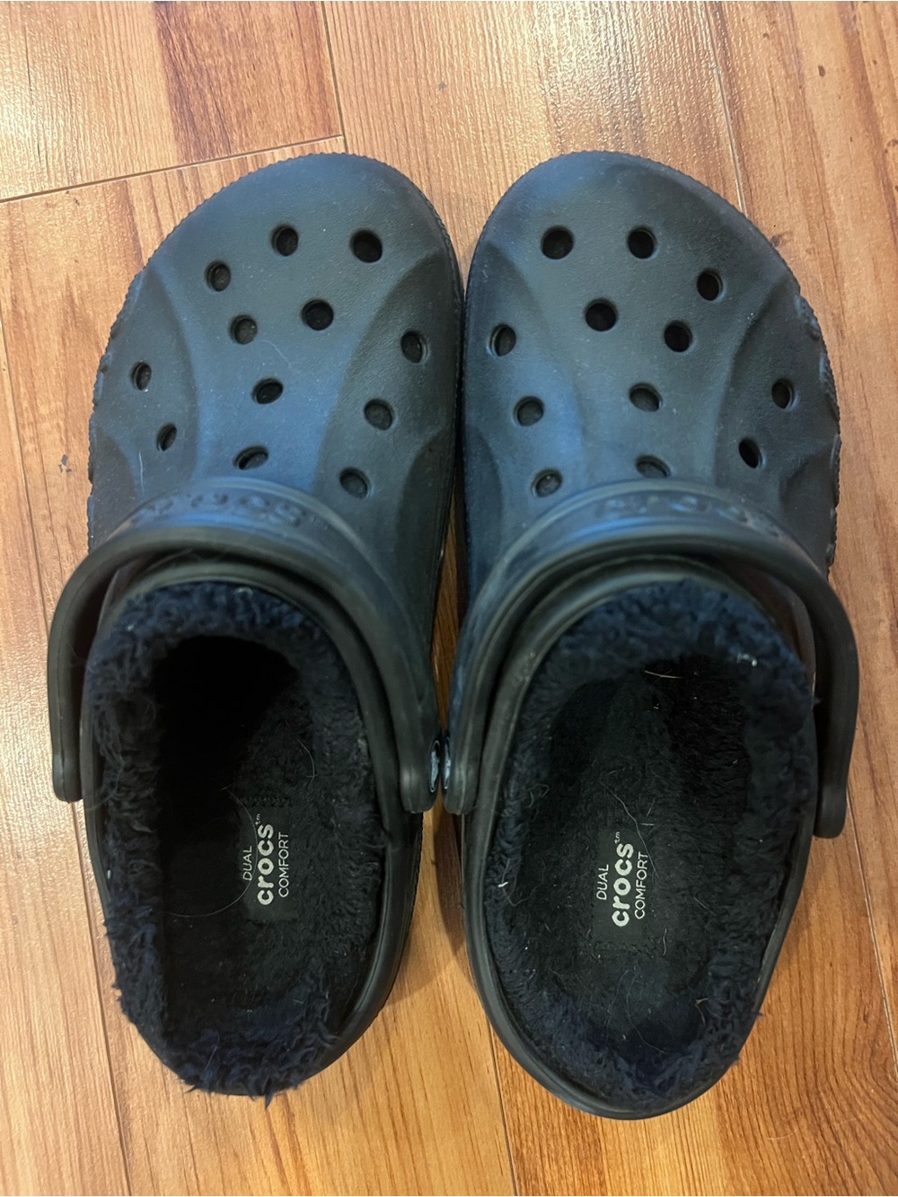 CROCS Black Fleece-Lined Classic Clogs